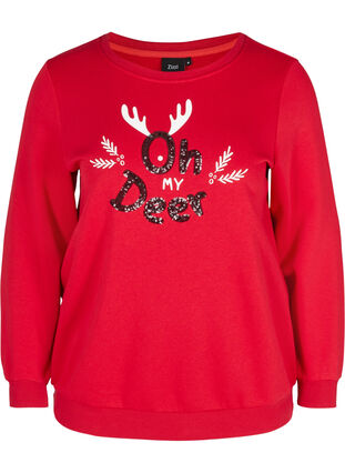 Jule sweatshirt , Red Oh Deer, Packshot image number 0