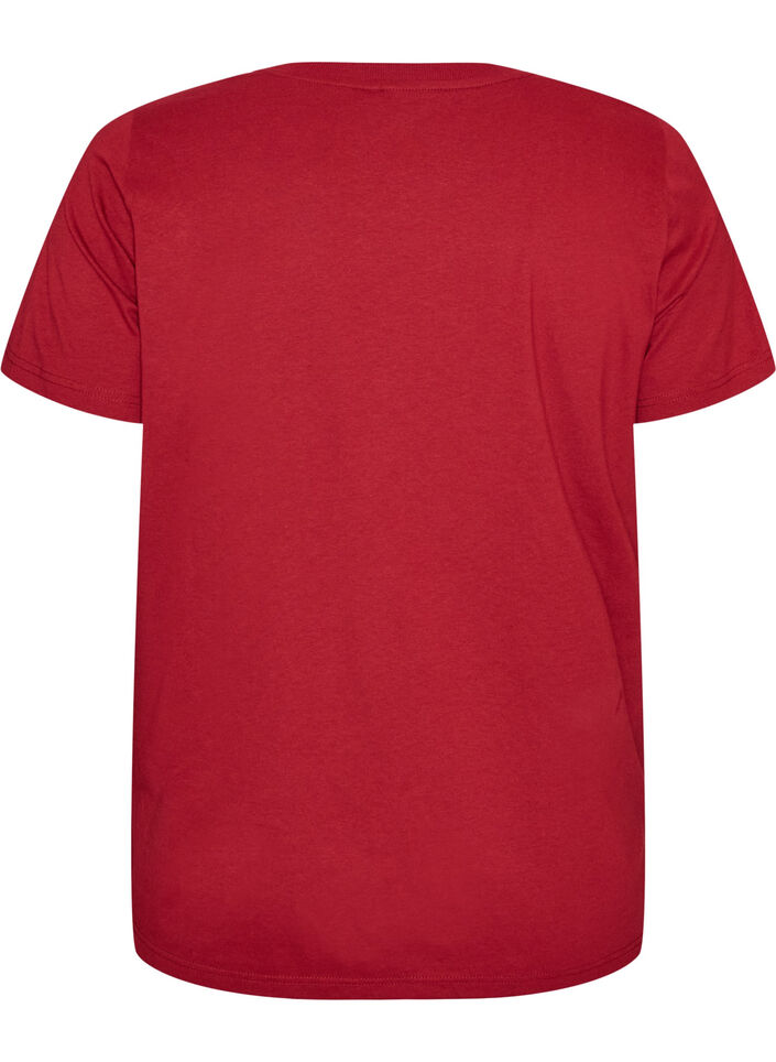 Jule t-shirt i &oslash;kologisk bomuld, R&oslash;d, Packshot image number 1
