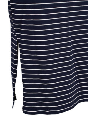 Lang stribet bomulds nederdel med slids, Blue Stripe, Packshot image number 3