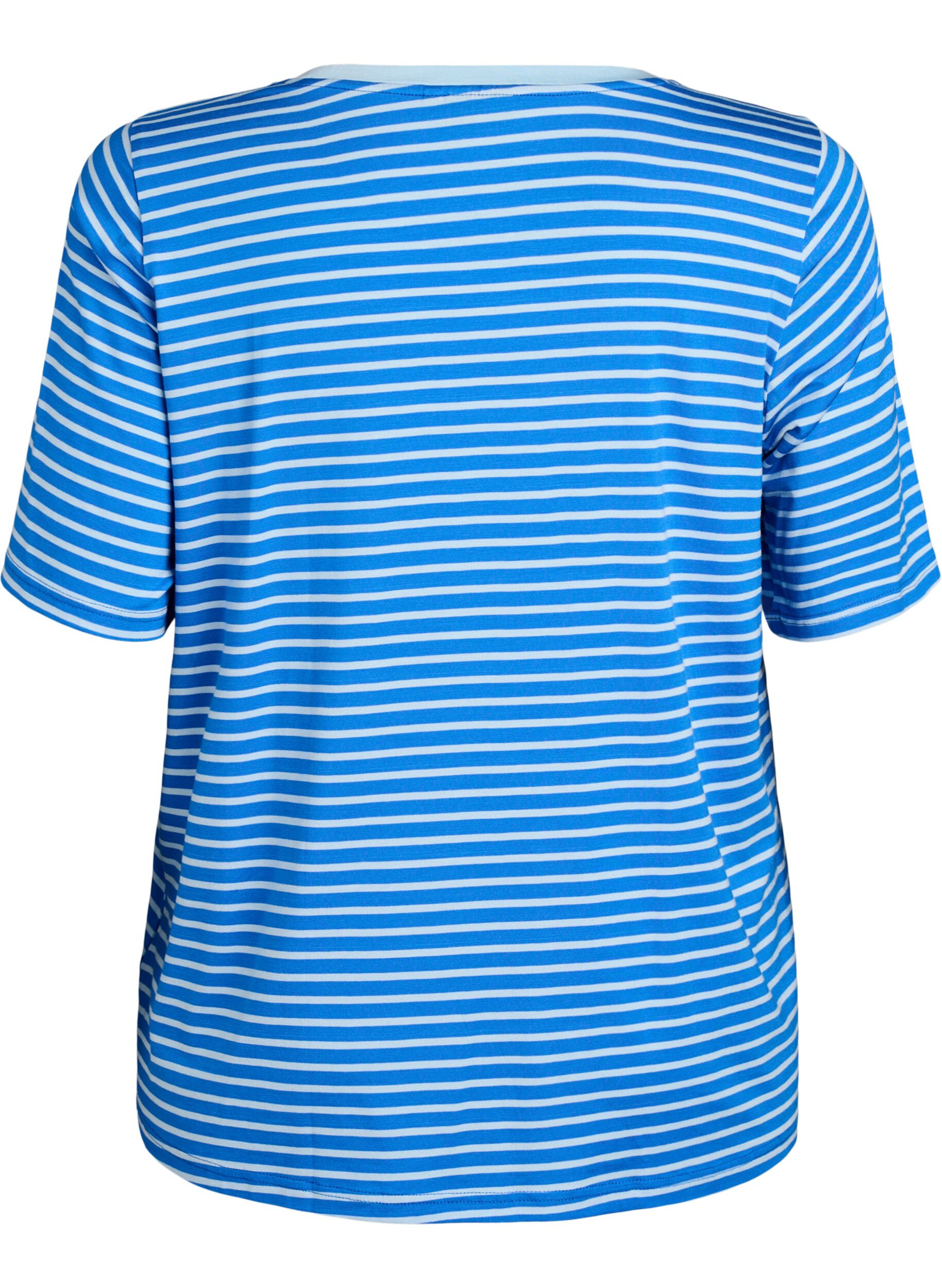 ZizziT-shirt med TENCEL&trade; Lyocell og striber, Bl&aring;, Packshot image number 1