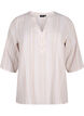 Stribet bluse i hør-viskosemix, Beige, Packshot image number 0