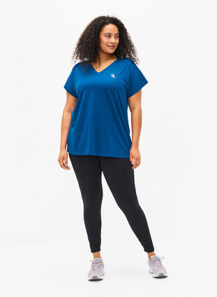 Løs trænings t-shirt med v-hals, Blue Opal, Model image number 2