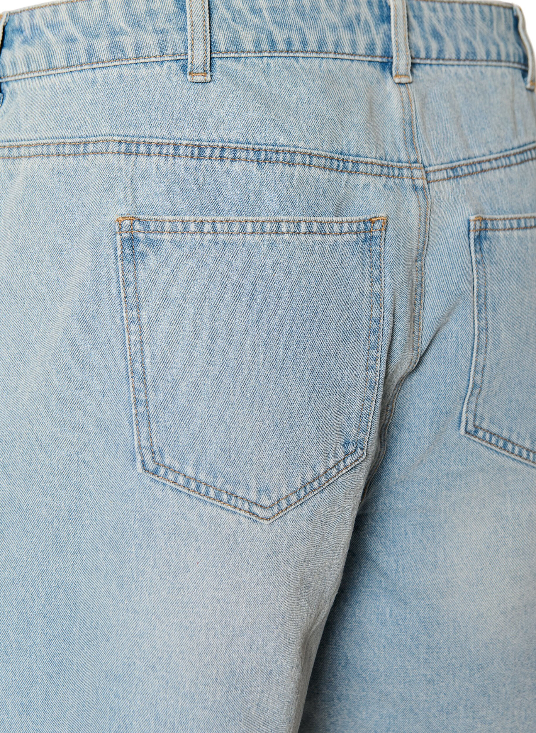 ZizziDenimskorts med sl&aring;-om-effekt og h&oslash;j talje, Bl&aring;, Packshot image number 3