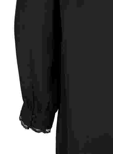 Tunika med flæsekrave og lange ærmer, Black, Packshot image number 3