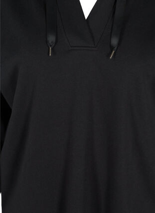 Sweatshirt med hætte og slids, Black, Packshot image number 2