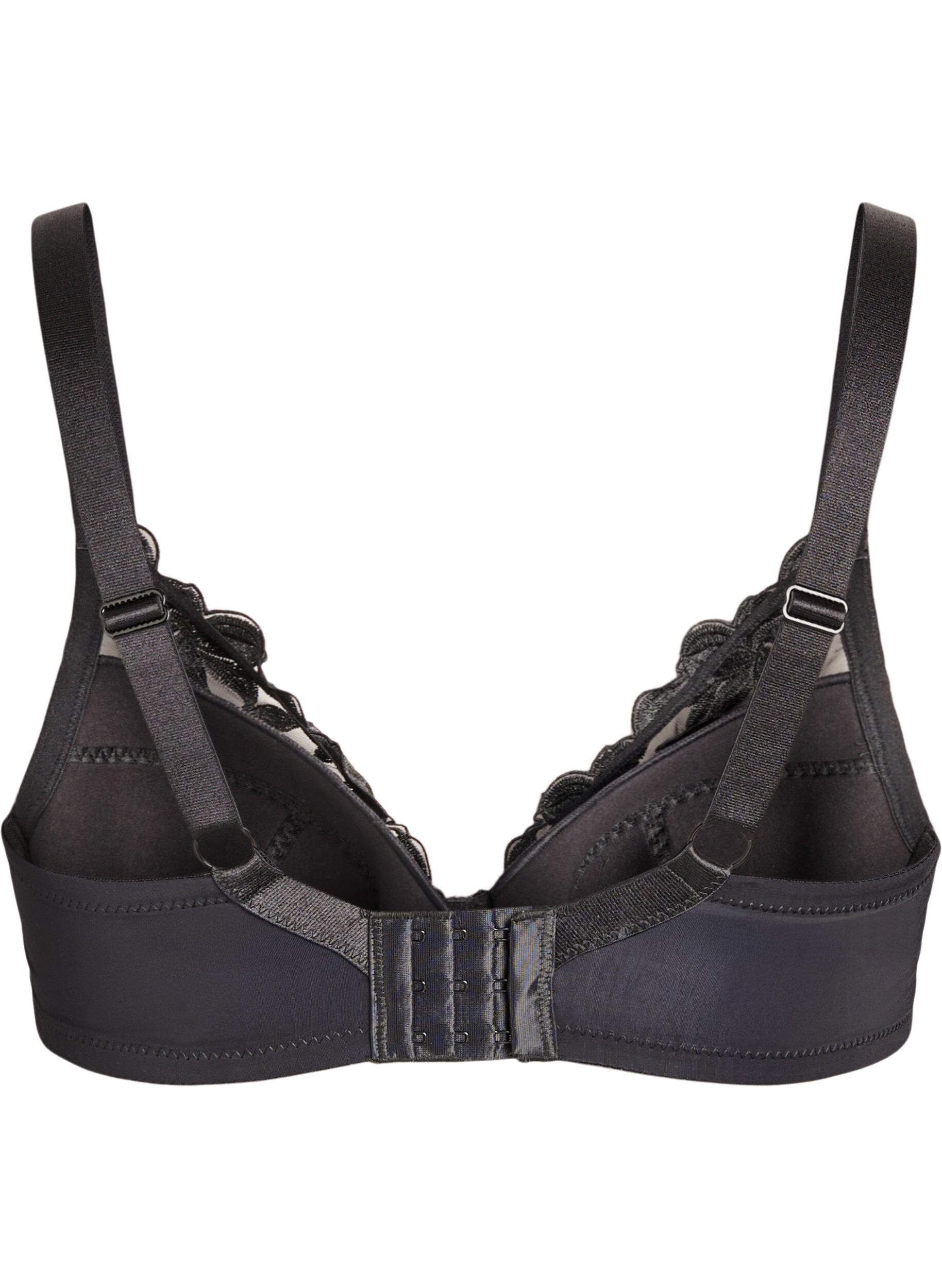 Zizzi Vatteret b&oslash;jle bh med broderi, Sort, Packshot image number 1