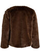 Kort imiteret pelsjakke med &aring;ben front, Brun, Packshot image number 1