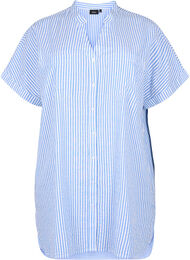 Stribet skjorte med brystlommer, Light Blue Stripe 