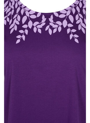 Bomulds t-shirt med printdetaljer, Violet Ind Mel Feath, Packshot image number 2