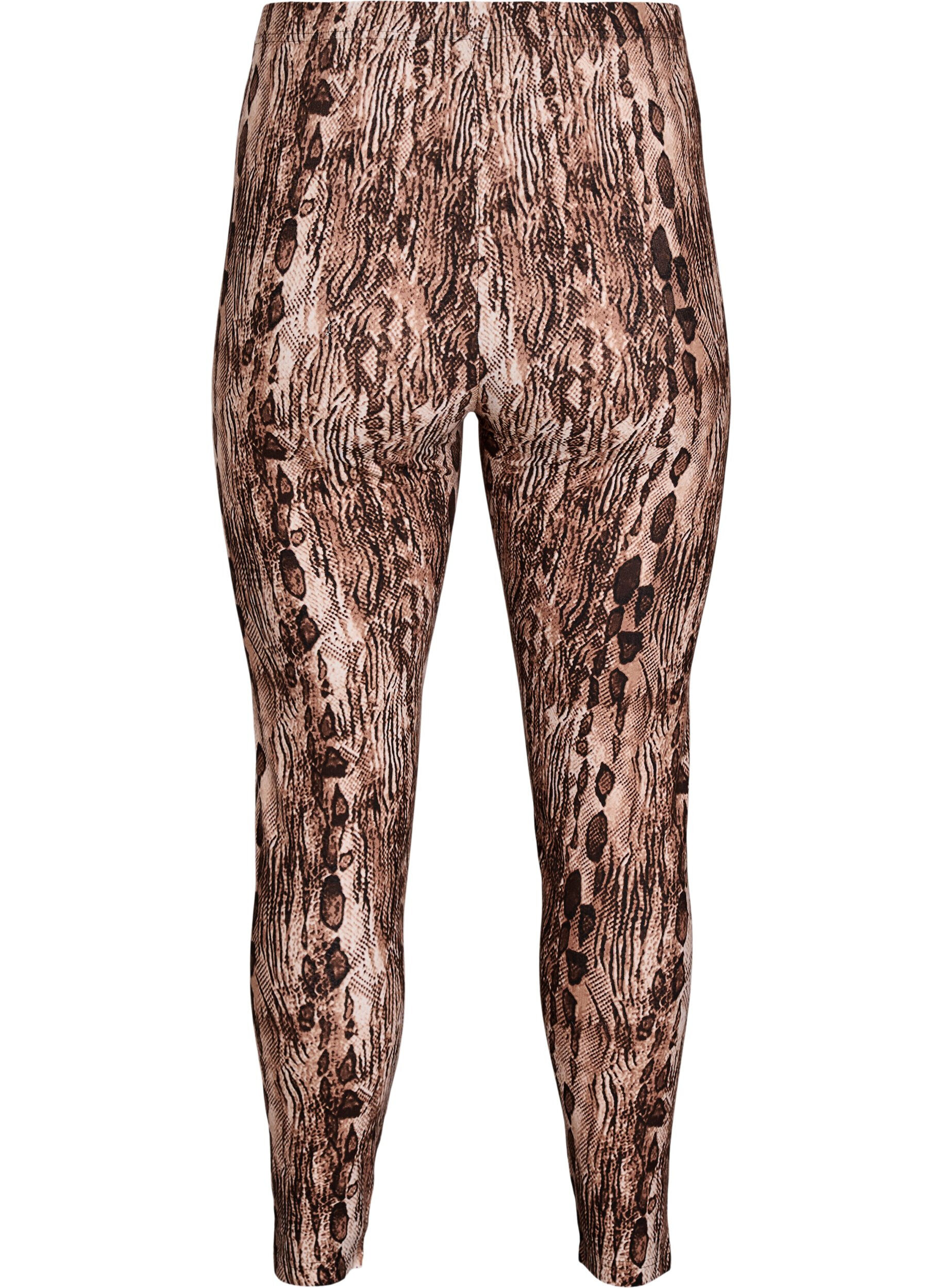 Zizzi Viskose leggings med print, Brun, Packshot image number 1