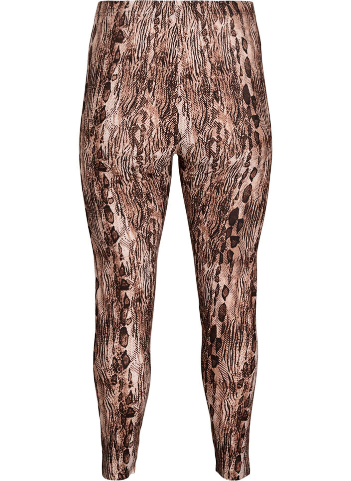 Viskose leggings med print, Brun, Packshot image number 1