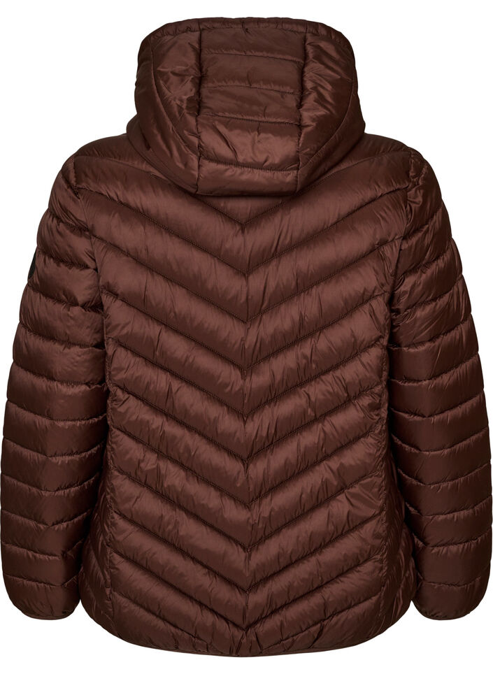 Letv&aelig;gts jakke med h&aelig;tte, Brun, Packshot image number 1