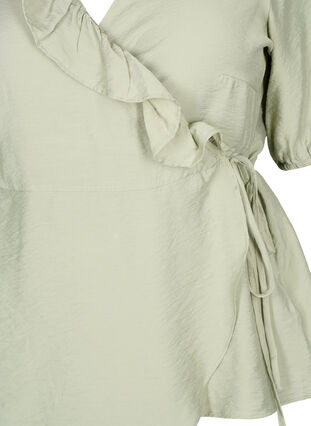 Wrap bluse i viskose med 1/2 ærmer, Seagrass , Packshot image number 2