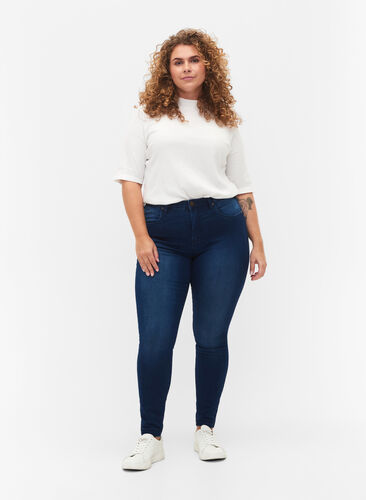 Super slim Amy jeans med talje - Blå - Str. 42-60 -