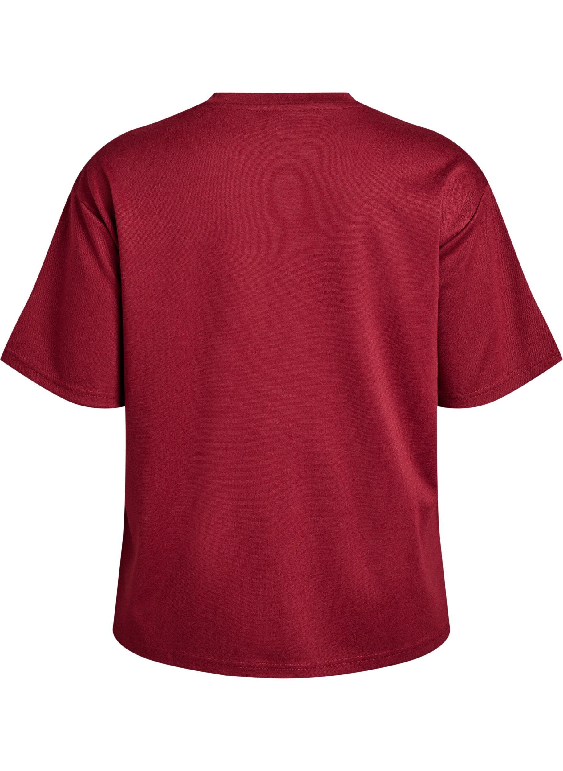 Zizzi T-shirt med rhinsten og rund hals, M&oslash;rk Bordeaux, Packshot image number 1