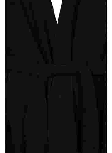 Wrapbluse med bindebånd og lurex, Black w. Black, Packshot image number 2