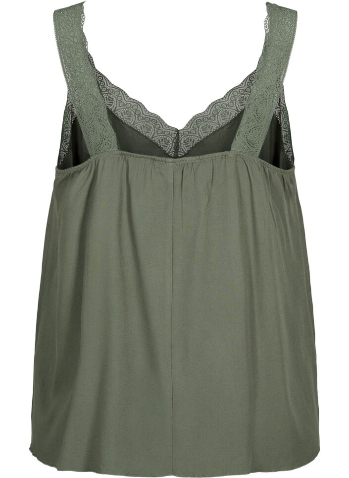 Top med blonder i viskose , Thyme, Packshot image number 1