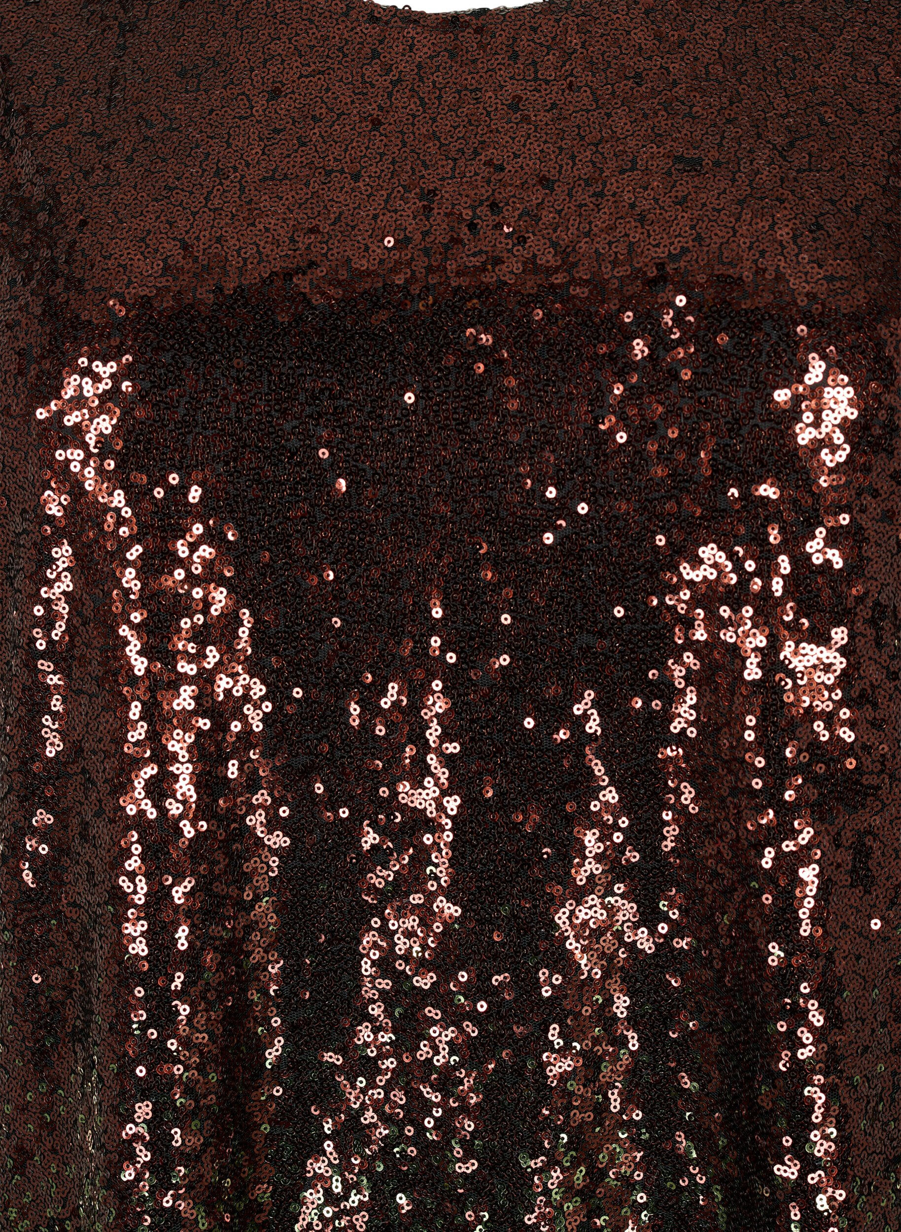 Zizzi Pailletkjole med ballon&aelig;rmer, Scarab Ch. Coffee, Packshot image number 2