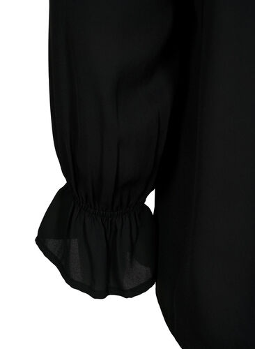 Langærmet smockbluse, Black, Packshot image number 3
