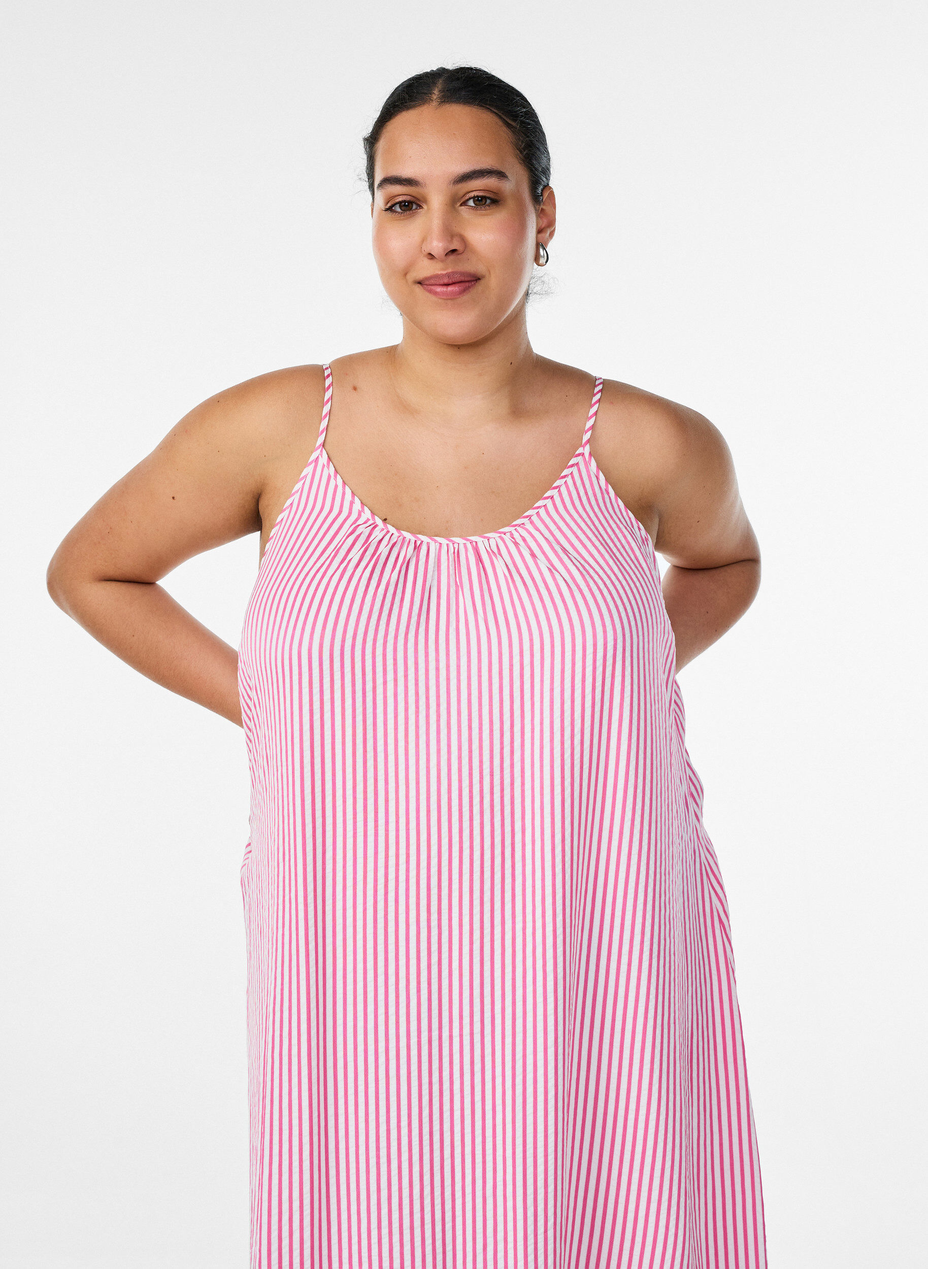 ZizziSommerkjole med striber og A-facon, Lyser&oslash;d, Model image number 2
