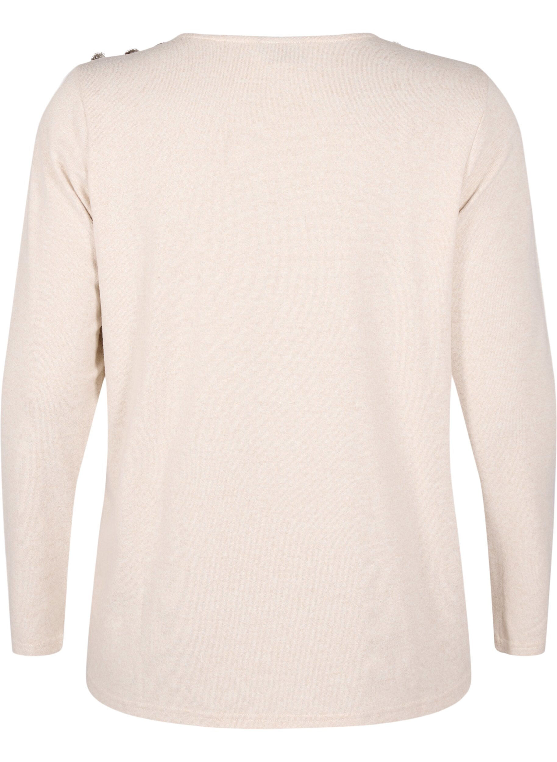Zizzi Bluse med pynteknapper , Beige, Packshot image number 1