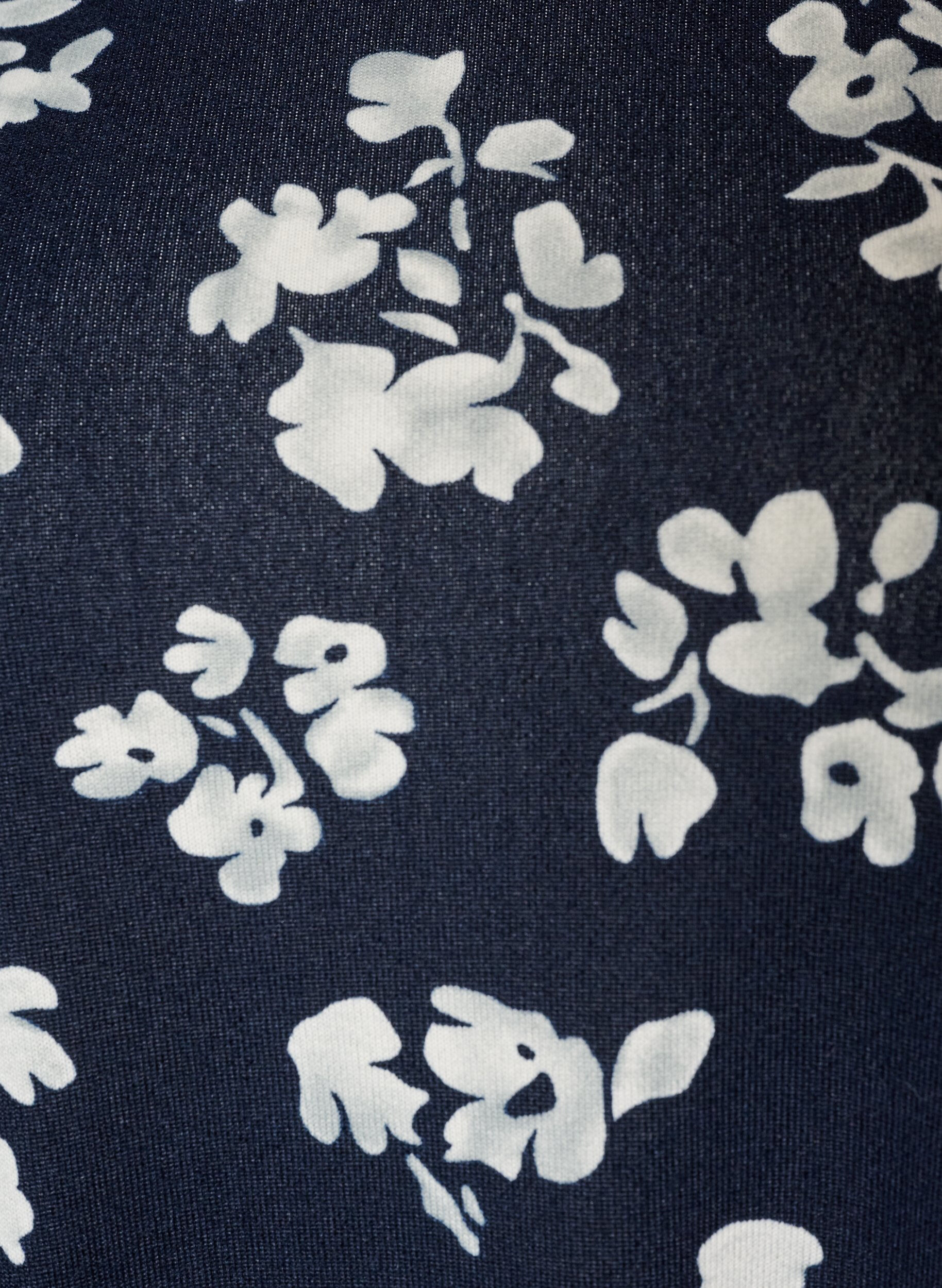 ZizziBlomstret bluse med lange &aelig;rmer, Bl&aring;, Packshot image number 2