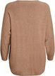 Lang strikbluse med kugleknapper, Brun, Packshot image number 1