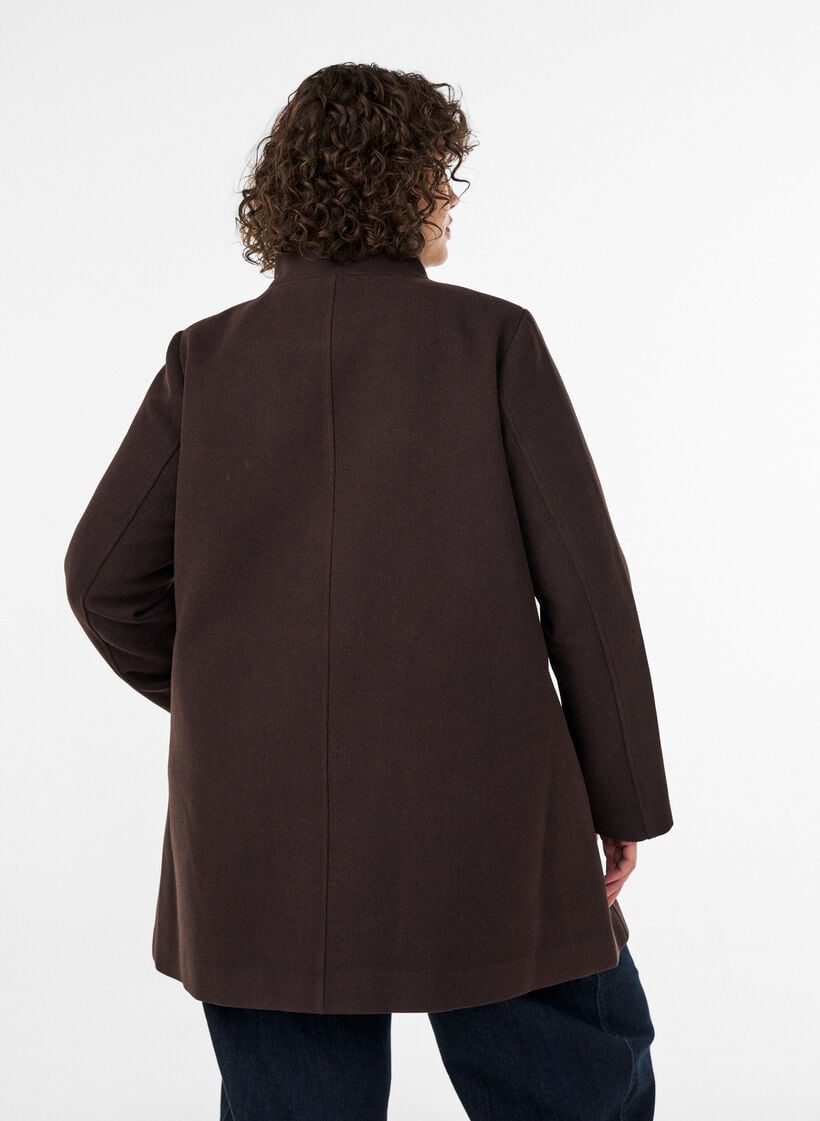 A-formet frakke med guldknapper, Brun, Model image number 2