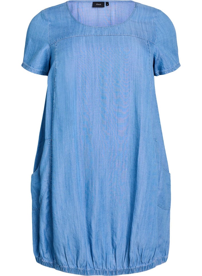 Kort kjole i lyocell-denim med balloon fit, Bl&aring;, Packshot image number 0