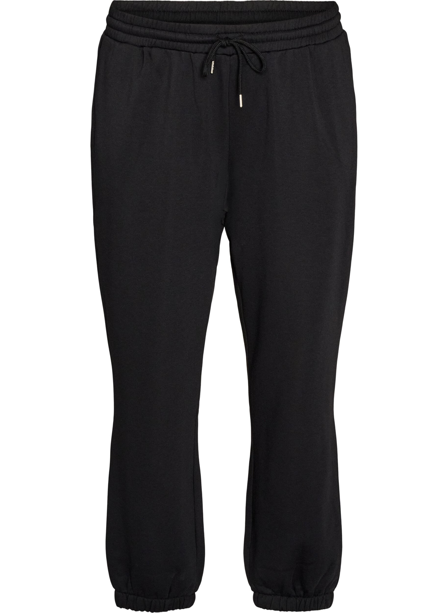 ZizziSweatpants med h&oslash;j talje og bindeb&aring;nd, Sort, Packshot image number 0