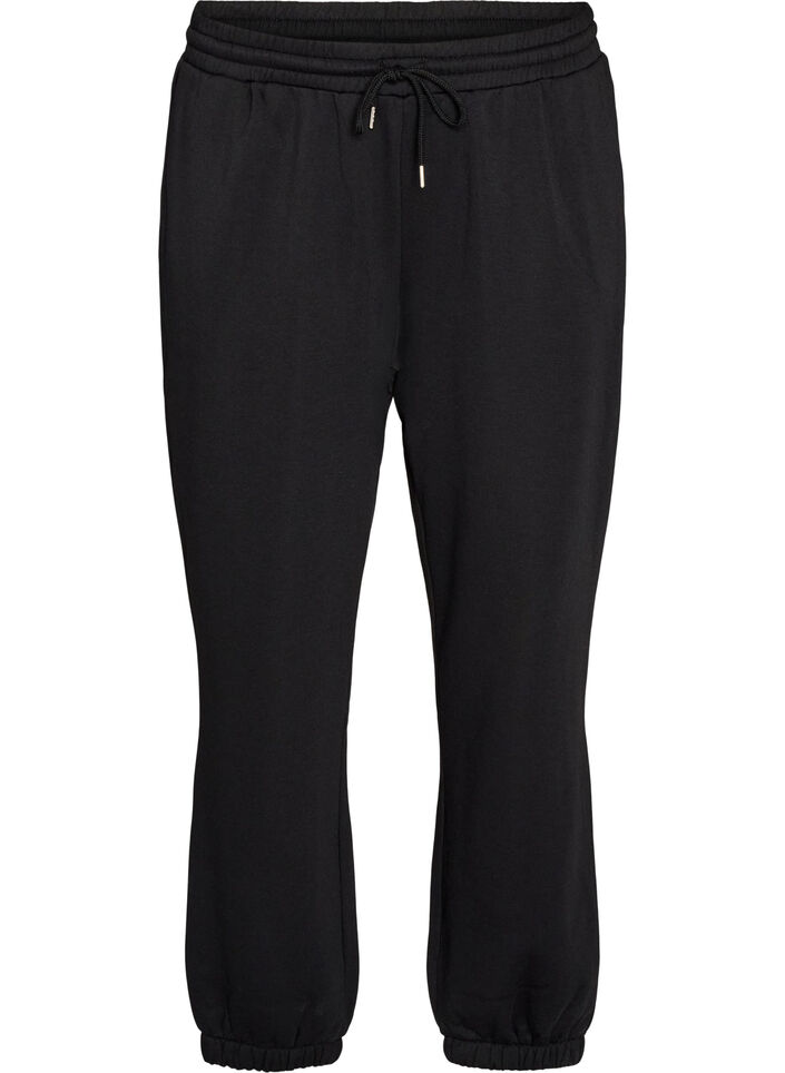 Sweatpants med h&oslash;j talje og bindeb&aring;nd, Sort, Packshot image number 0