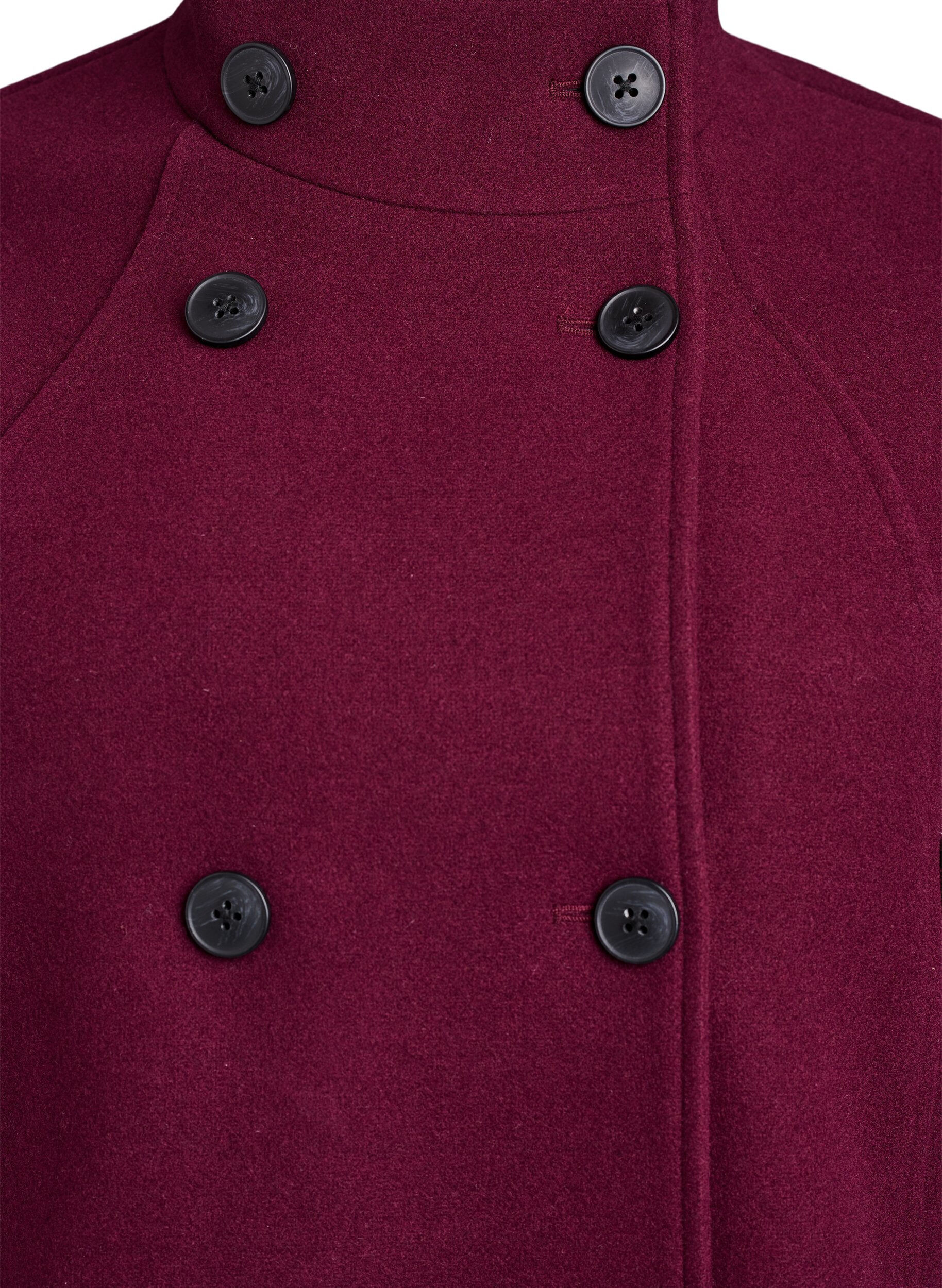 ZizziKort frakke med A-facon, M&oslash;rk Bordeaux, Packshot image number 2