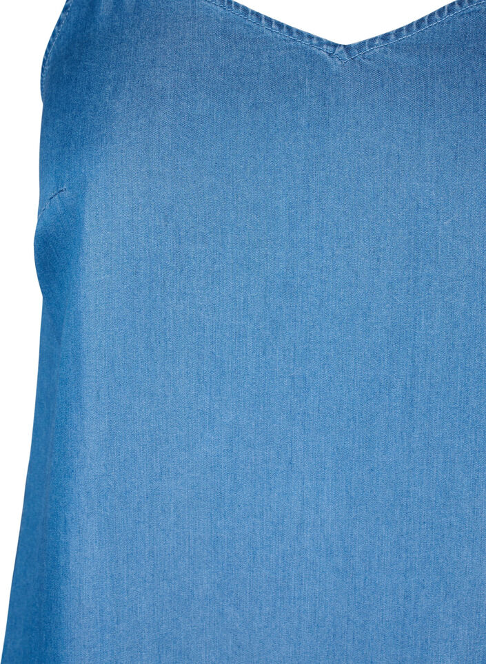 Midi denimkjole med smalle stropper, Blå, Packshot image number 2
