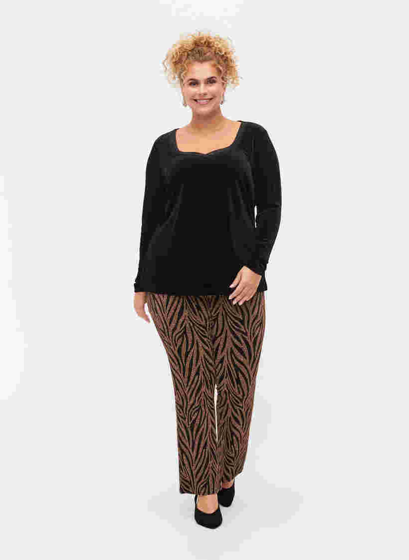 Mønstrede bukser med glitter , Black Lurex AOP, Model image number 0