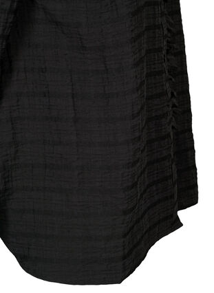 Skjorte med struktur og flæsedetalje, Black, Packshot image number 3