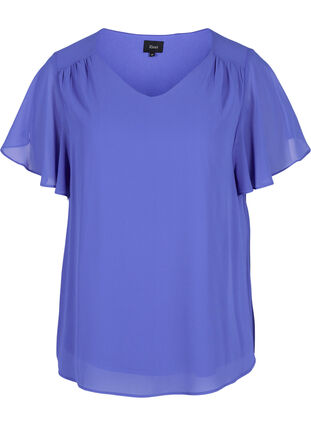 Bluse med korte ærmer, Dazzling Blue, Packshot image number 0