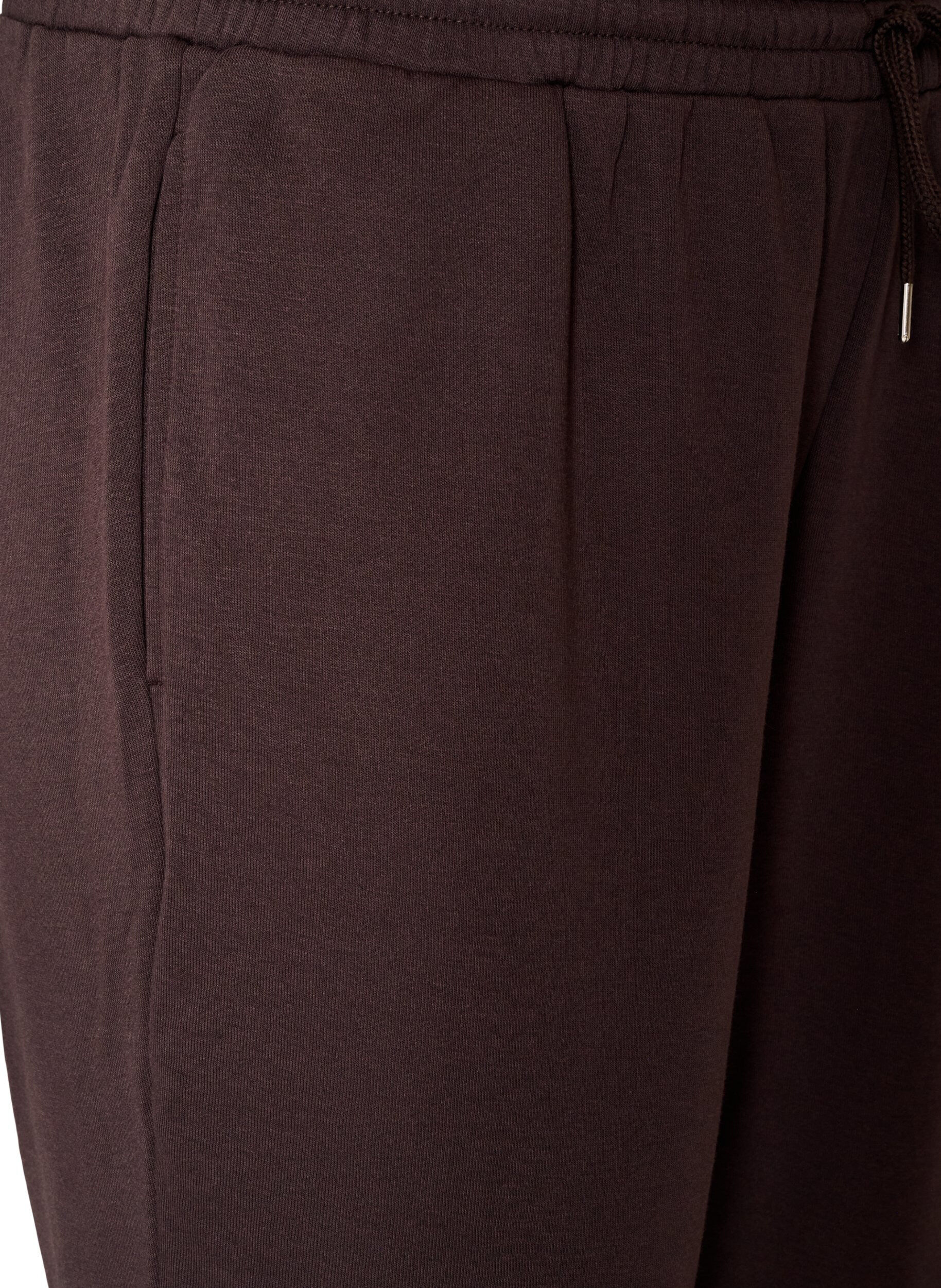 ZizziSweatpants med h&oslash;j talje og bindeb&aring;nd, Brun, Packshot image number 2
