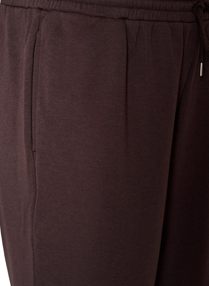 Sweatpants med h&oslash;j talje og bindeb&aring;nd, Brun, Packshot image number 2