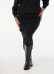 Kort striknederdel med bred linning, Sort, Model image number 3