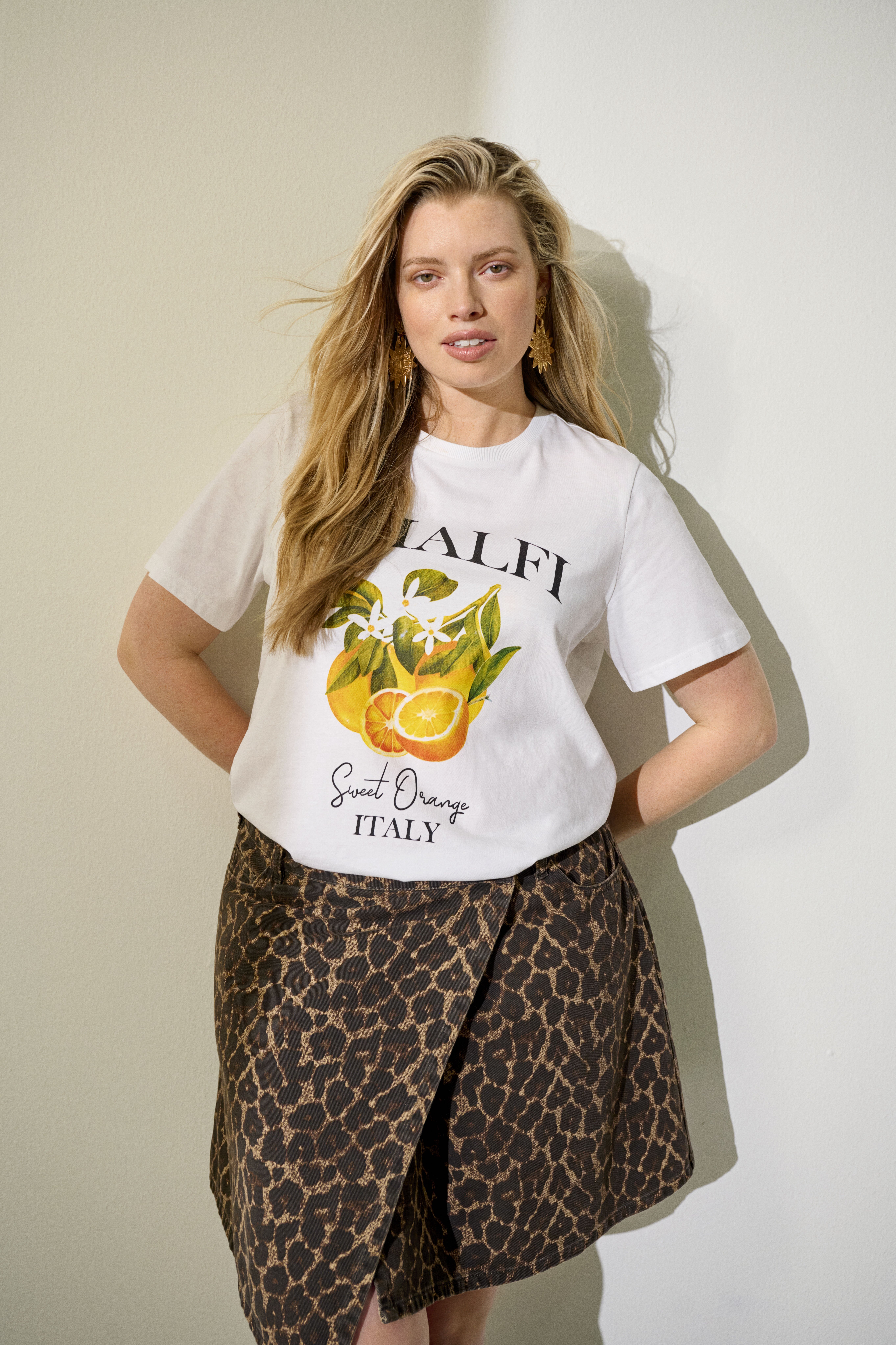 Zizzi Leo denim nederdel, , Model