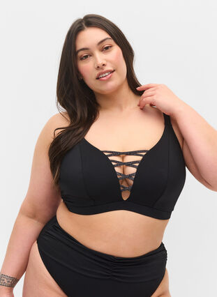 Bikini overdel med string , Black, Model image number 0