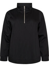 Sweatshirt med h&oslash;j krave og lynl&aring;s, Sort