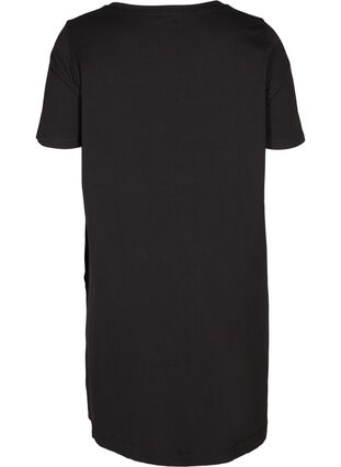 Kortærmet bomuldskjole med lommer, Solid Black, Packshot image number 1