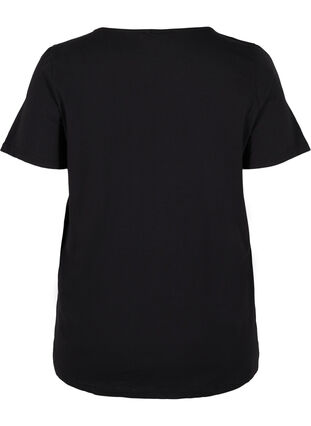 Kortærmet t-shirt med blondedetaljer, Black, Packshot image number 1