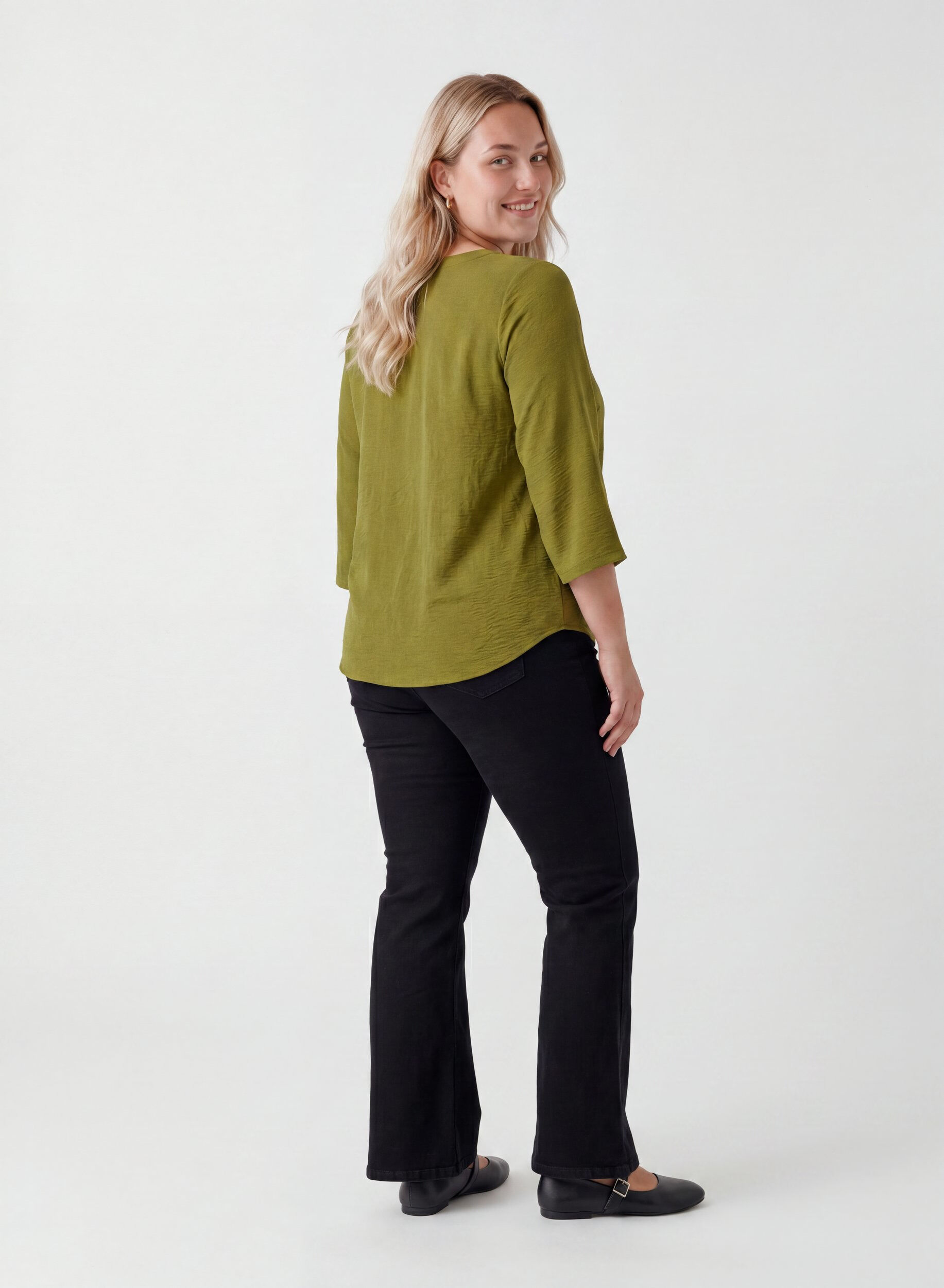 ZizziBluse med 3/4 &aelig;rmer, Gr&oslash;n, Model image number 2