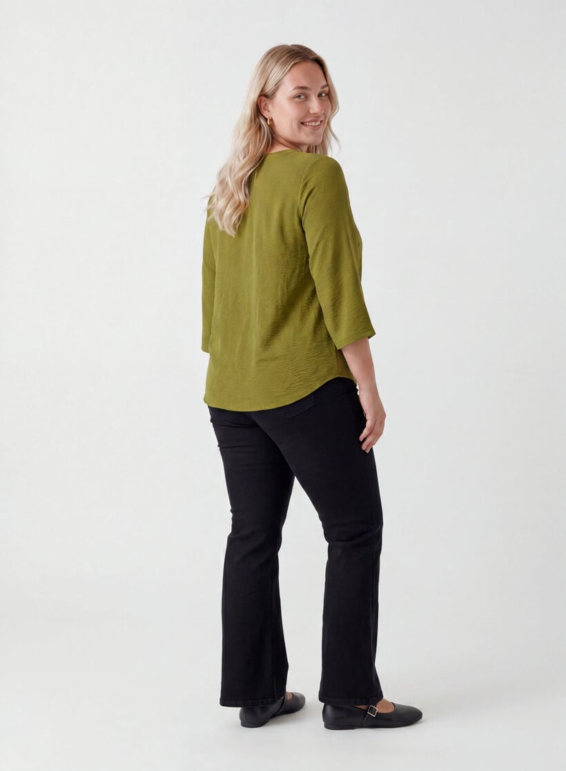 Bluse med 3/4 &aelig;rmer, Gr&oslash;n, Model image number 2