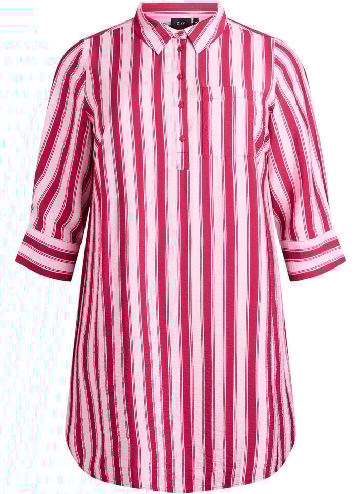 Kort kjole med krave og brystlomme, Lyser&oslash;d, Packshot image number 0