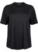 T-shirt med rhinsten og rund hals, Sort, Packshot image number 0
