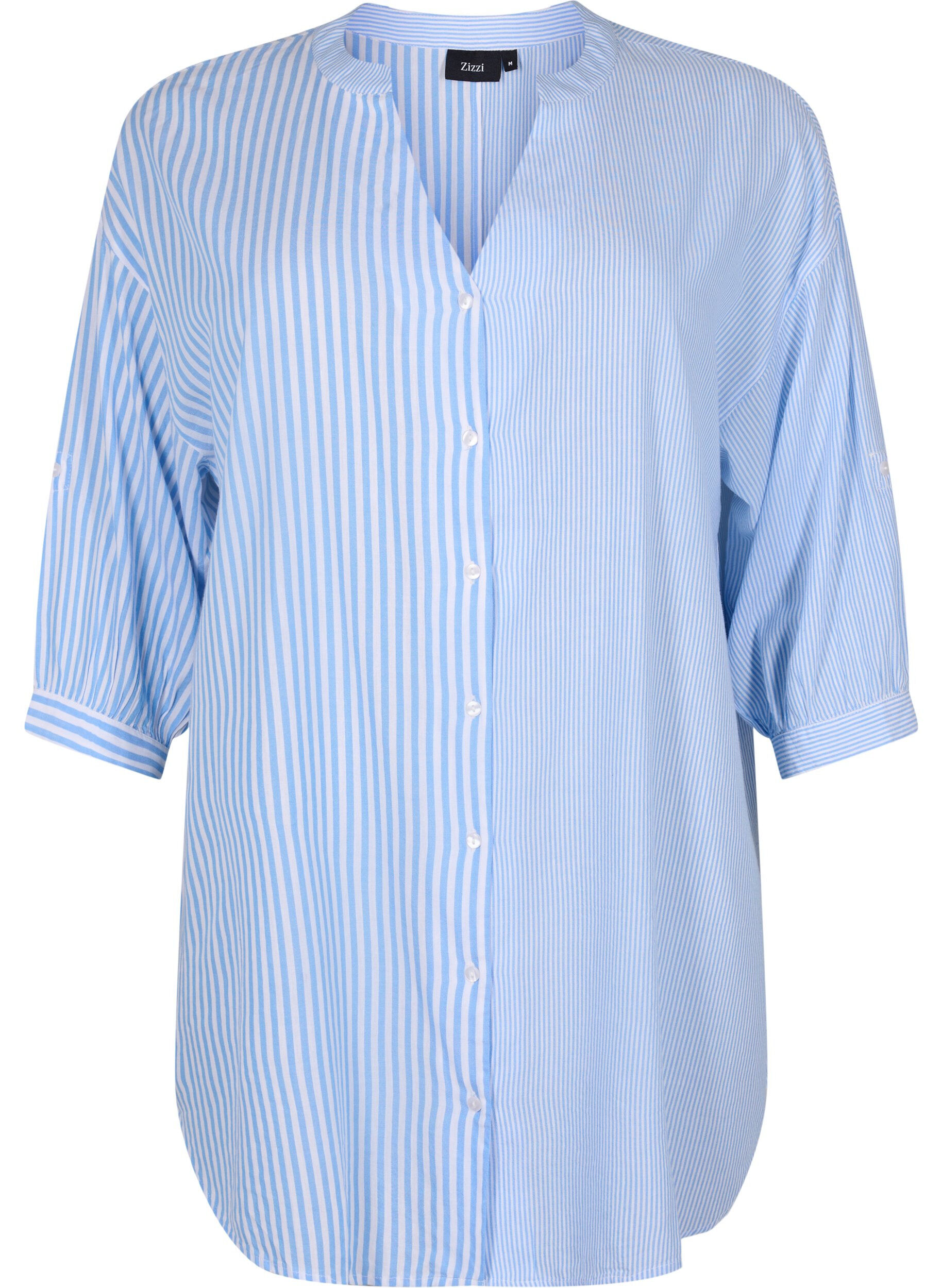 Stribet tunika med 3/4 &aelig;rmer