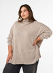 Strikbluse med rullekrave og l&oslash;s pasform, Beige, Model image number 0